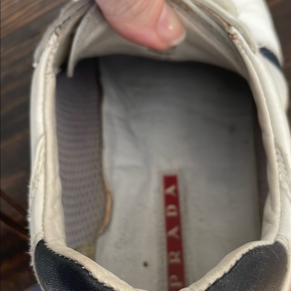 Prada White and Blue Men's Sneakers Size 6.5 Unisex - Picture 11 of 13